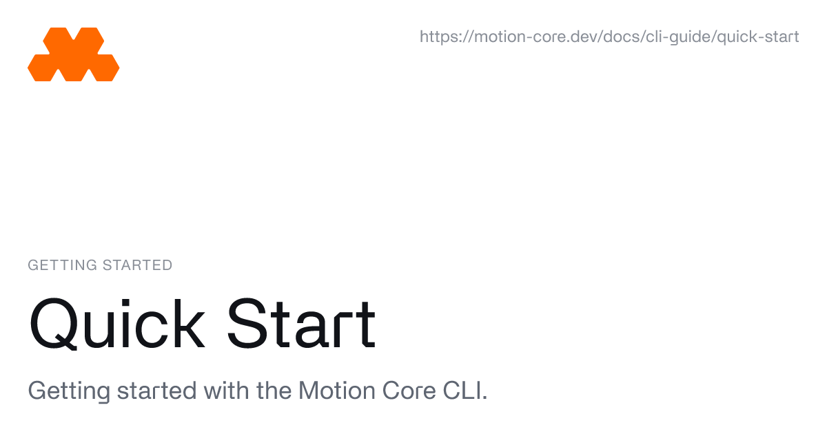 Quick Start - Motion Core