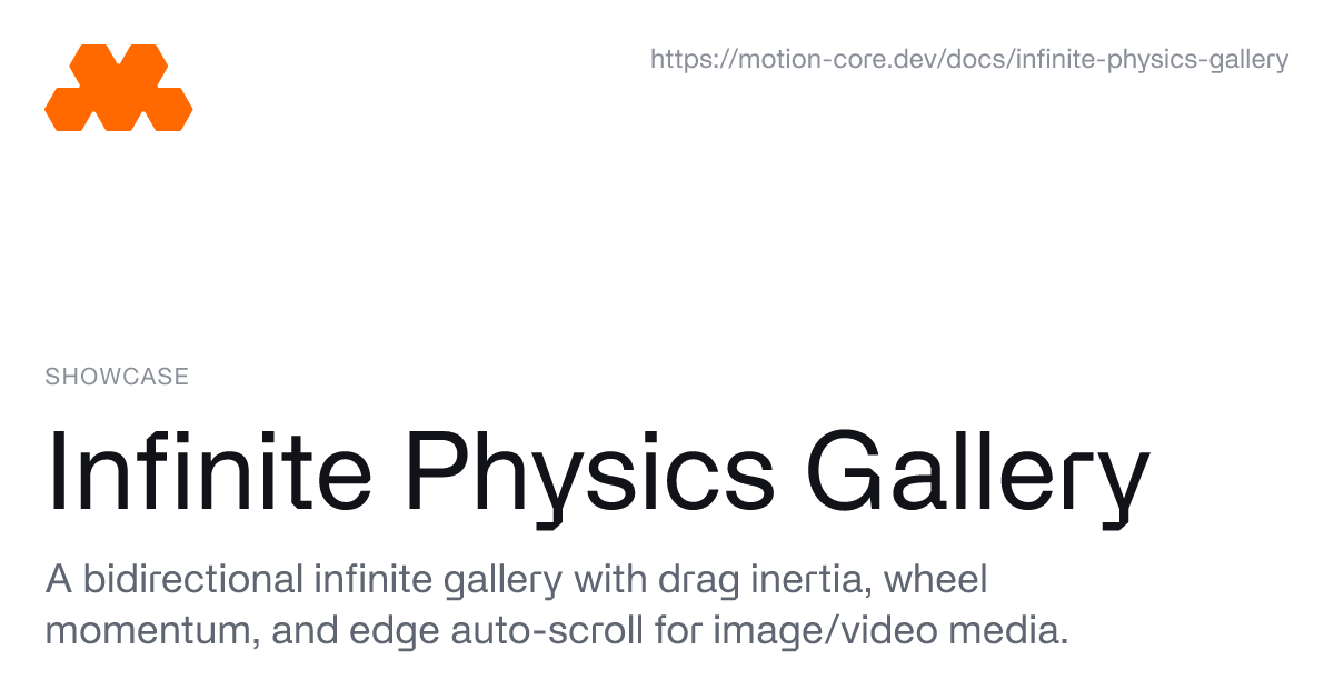 Infinite Physics Gallery - Motion Core